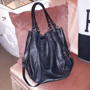 Italian Genuine Black Leather Tote Bag Minimalistic Like The Row